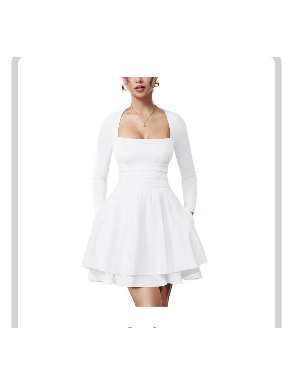 Viral OYS Long Sleeve Ruched Ruffle Mini Dress w/ Pockets